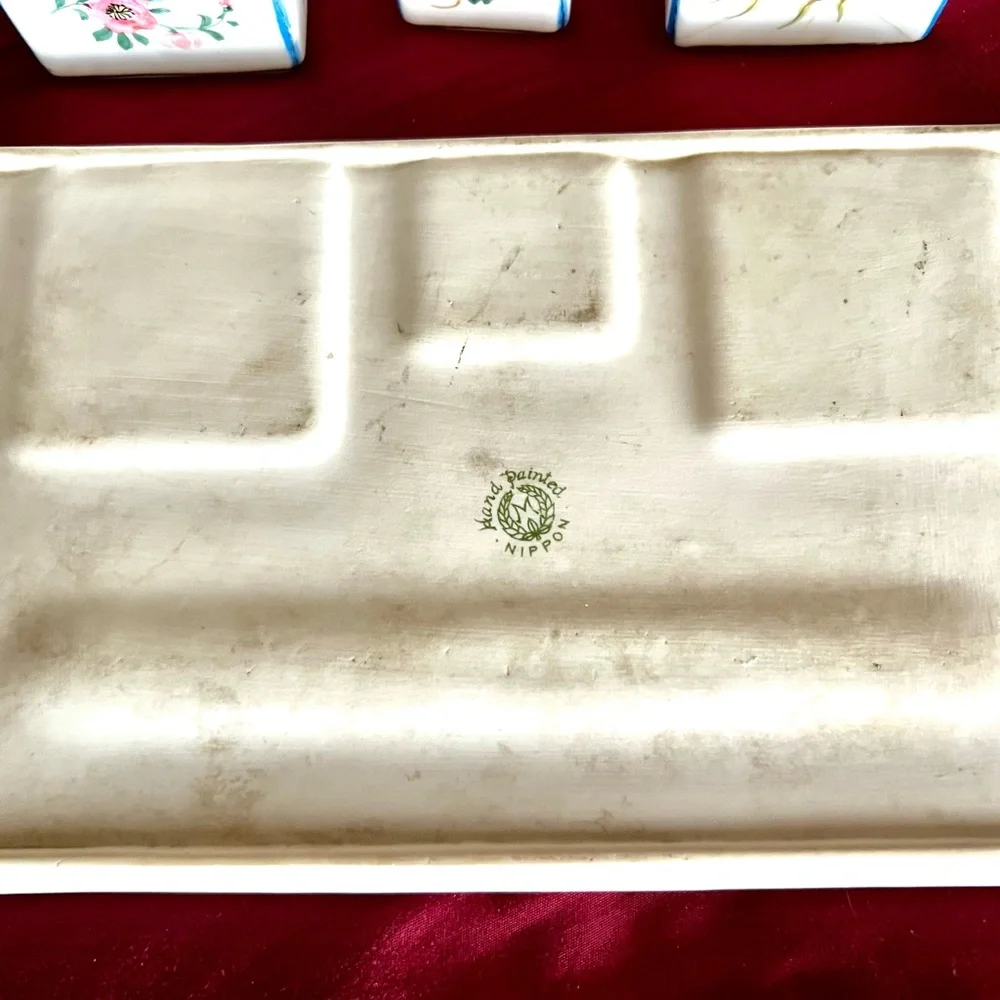 Inkwell or spice jar set, highly collectible,porcelain Nippon marked M Morimura - Picture 5 of 12